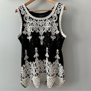 Gorgeous Juliette Black and White Embroidered and sequined women's top
